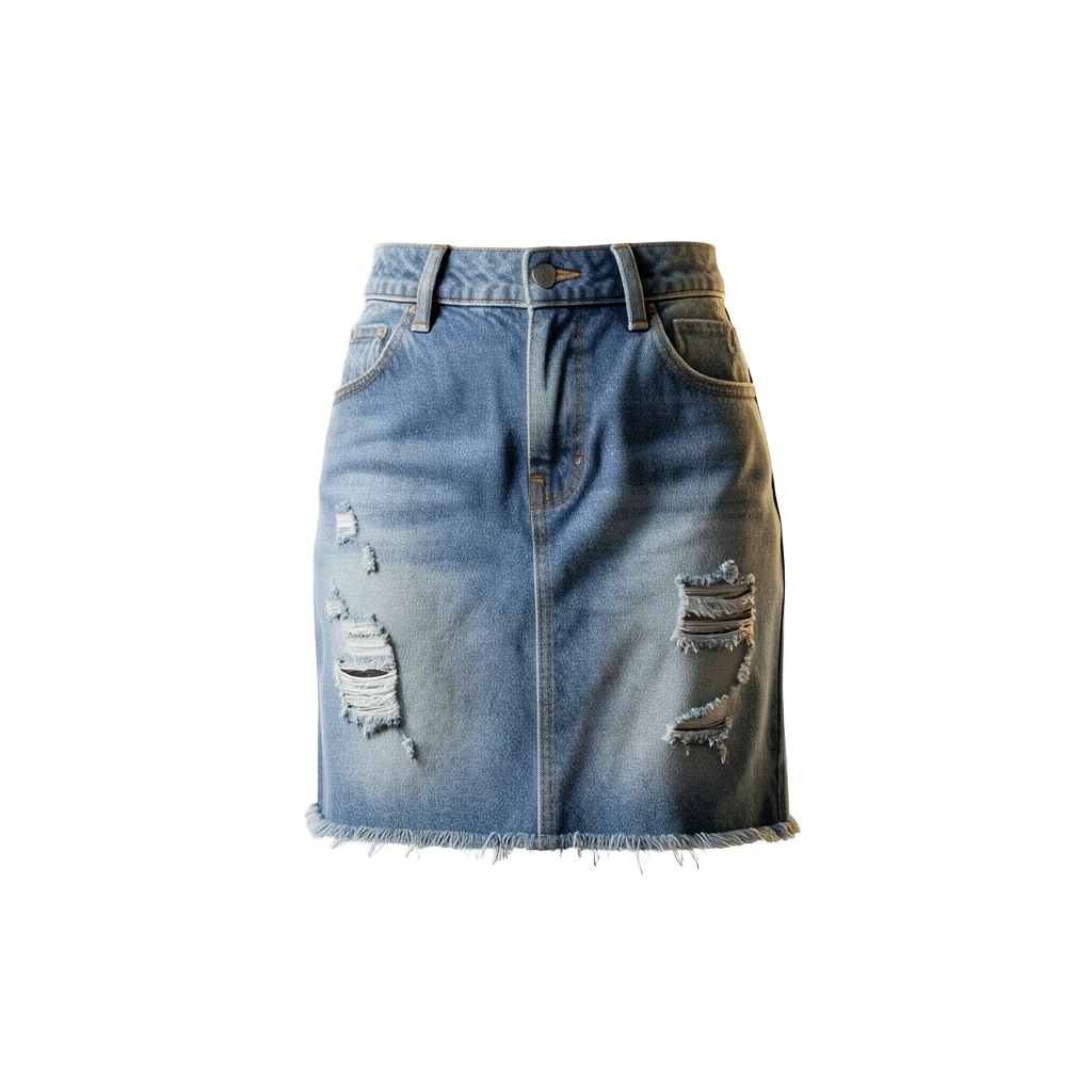 Distressed Denim Mini Skirt
