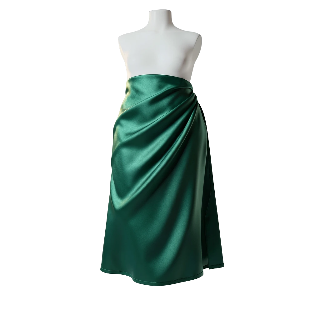 Satin Wrap Midi Skirt