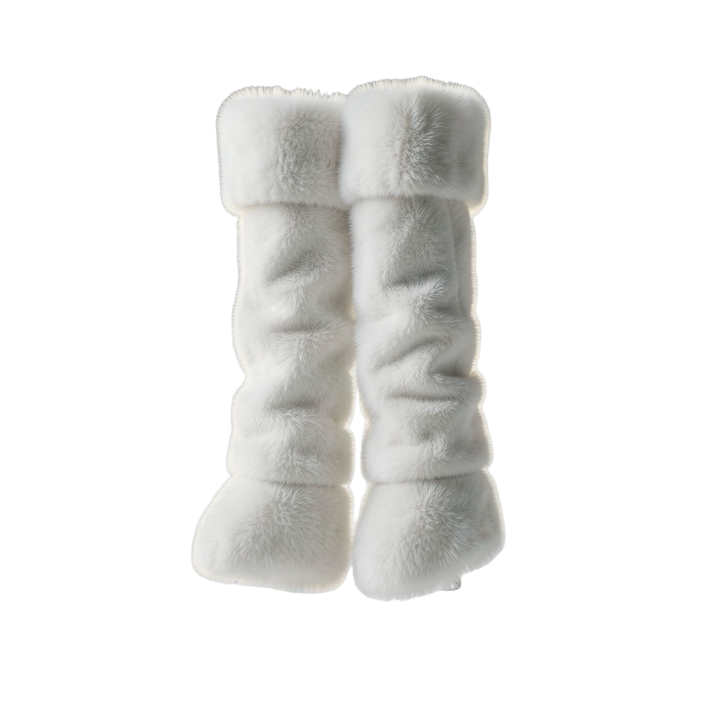 Fluffy White Leg Warmers