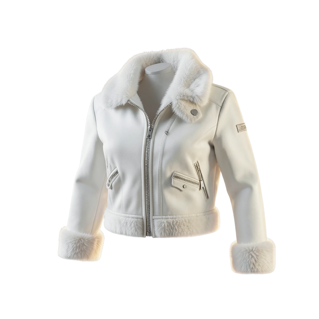 White Fur-Trim Jacket