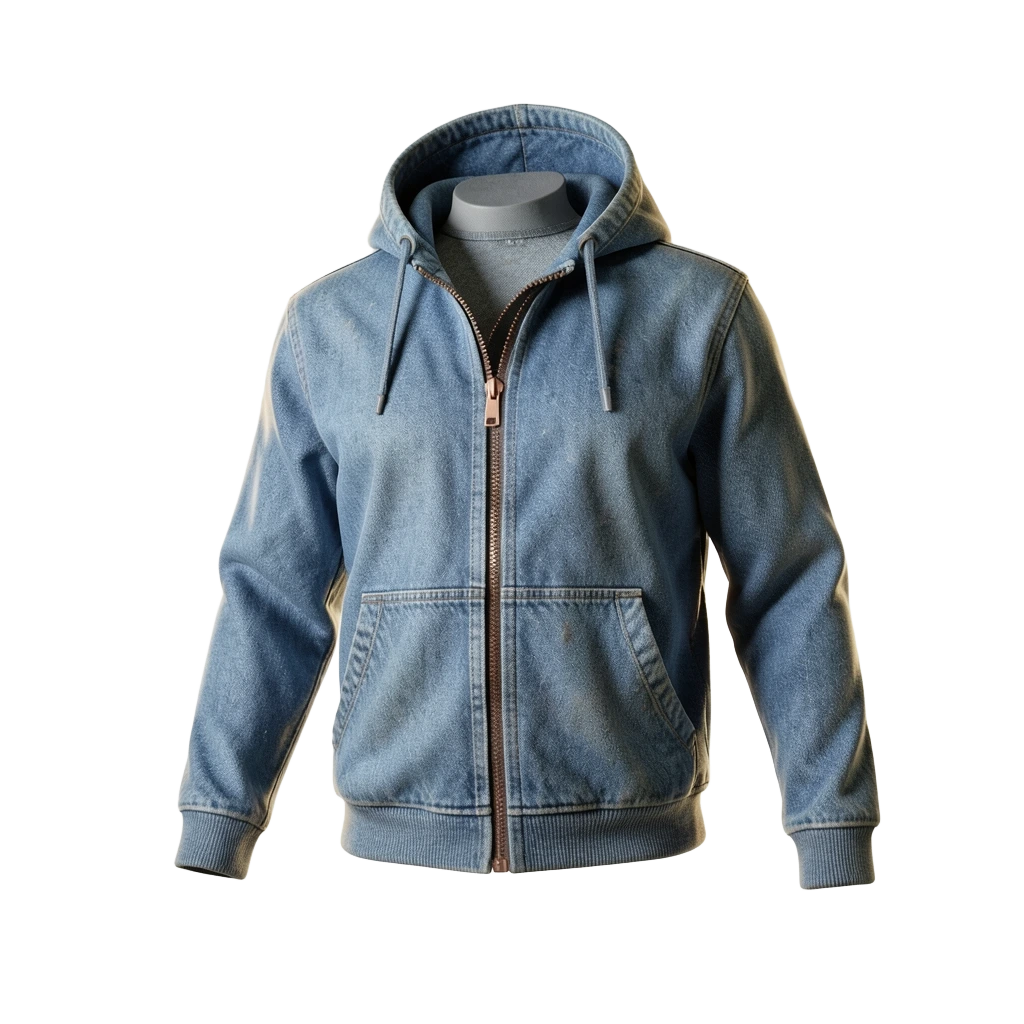 Washed Blue Zip Hoodie