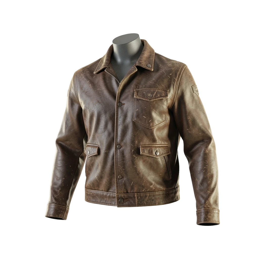 Worn Brown Leather Jacket