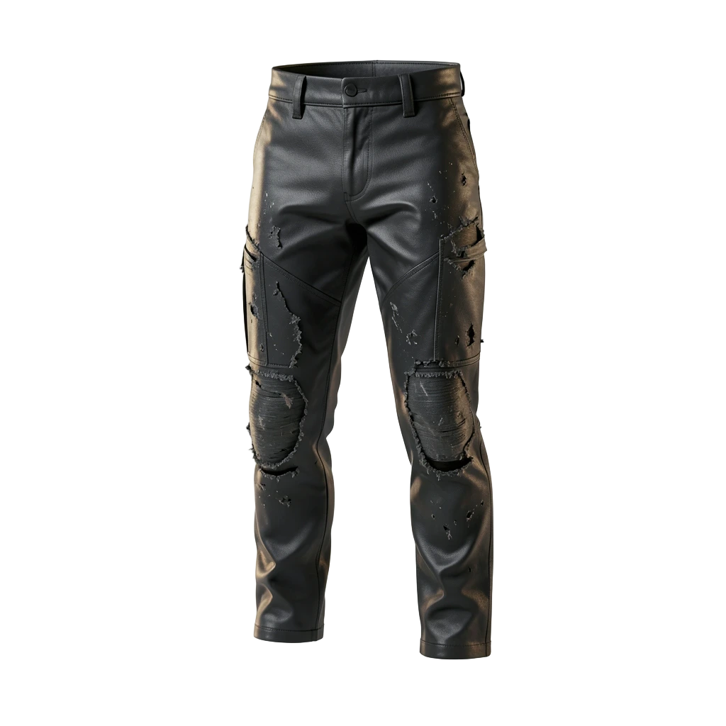 Black Battle-Damaged Pants