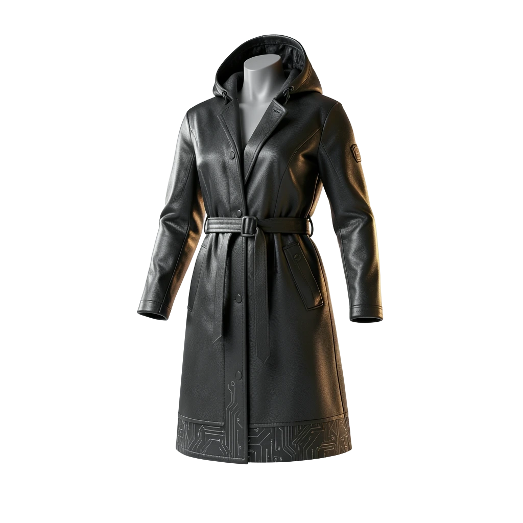 Black Hooded Cyber Coat