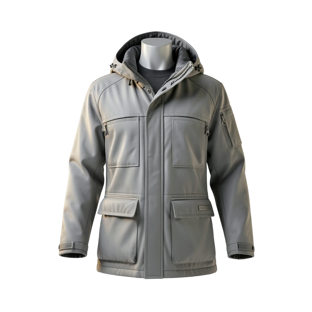 Grey Oversized Tech Parka