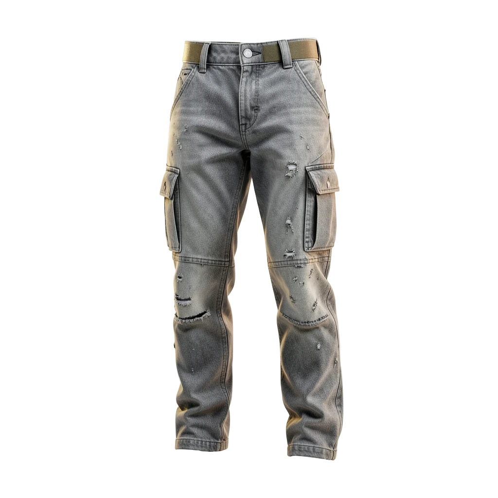Grey Distressed Techwear