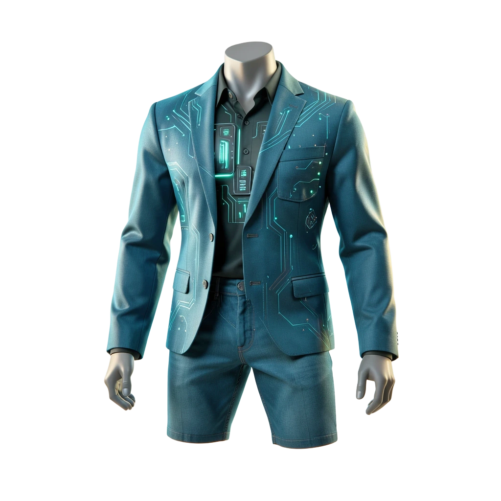 Teal Circuit Casual Suit