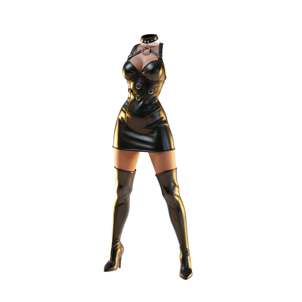 Black leather corset look with boots
