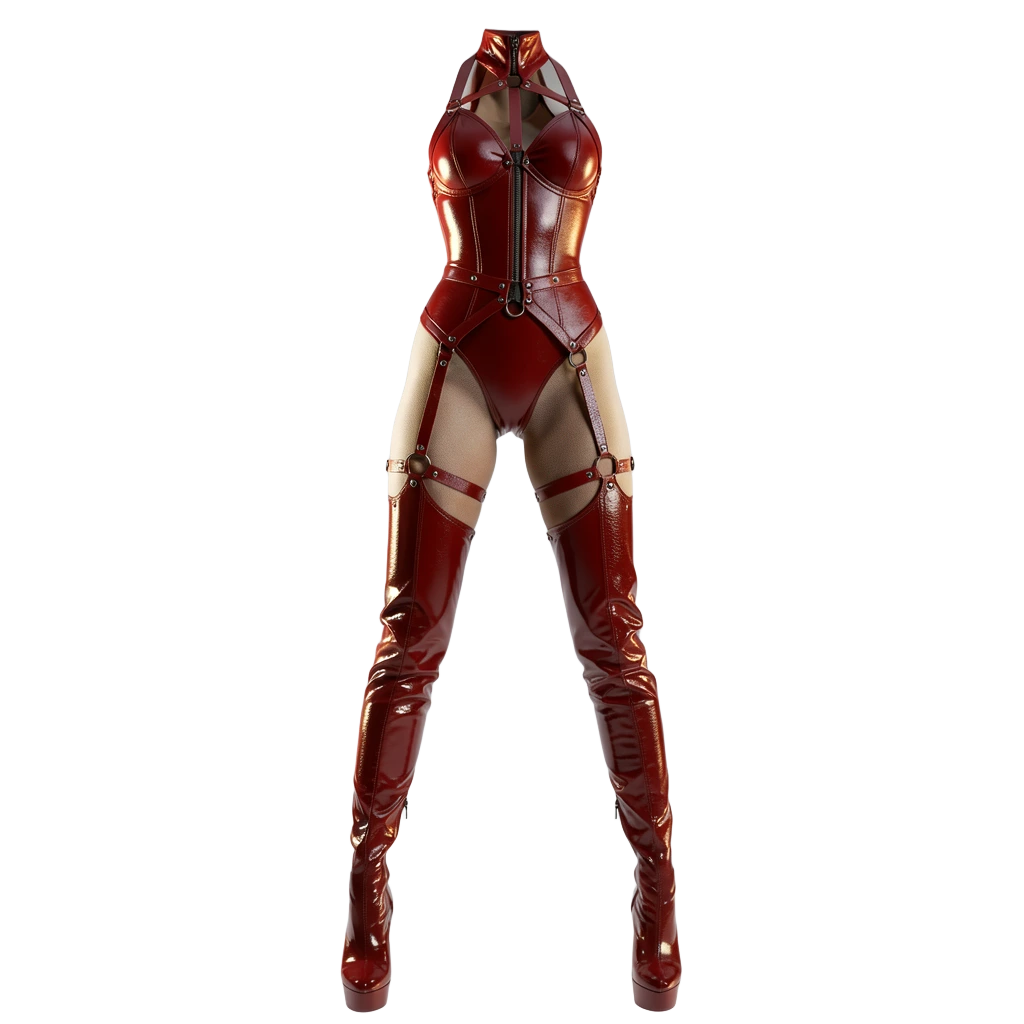 Red latex catsuit