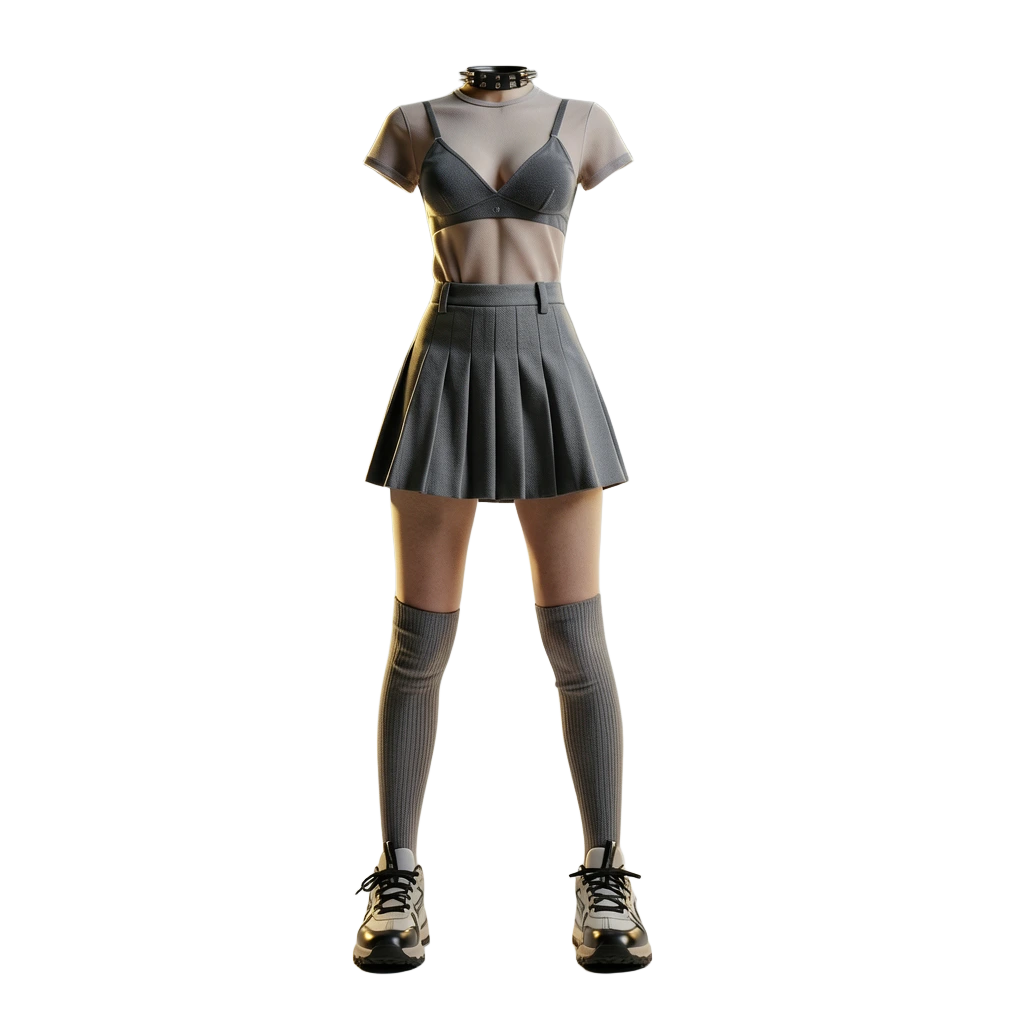 Grey tee dress with stockings