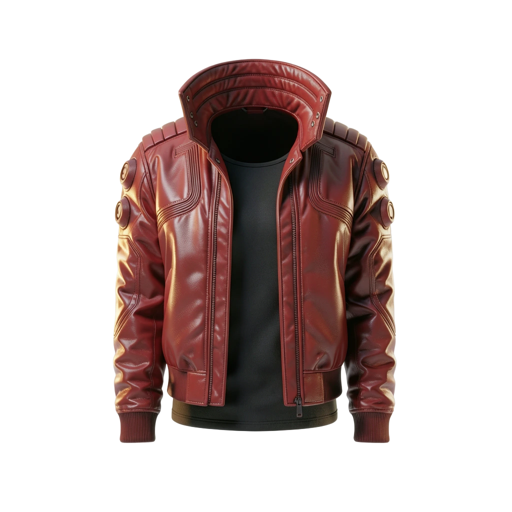 Red leather bomber jacket
